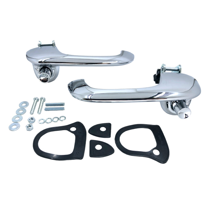 Pair - Left and Right Exterior Chrome Door Handle Assemblies for 1967-68 Mustang