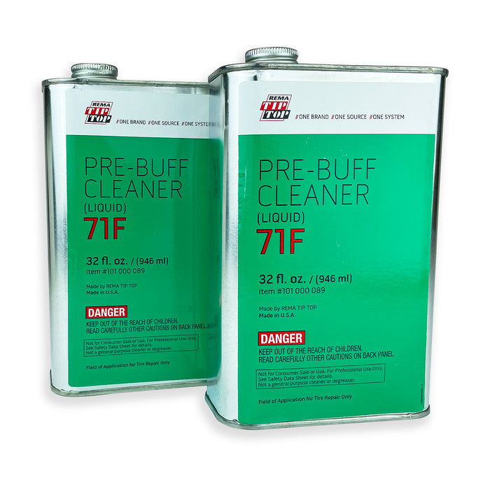 Can of REMA 71F Pre-Buff Cleaner Liquid for Tire Patch Repairs 32oz - Available in quantities of 1 or 2 cans