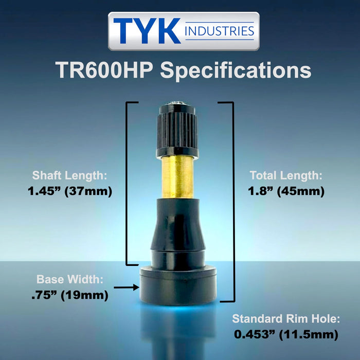 TYK Industries TR-600HP Tubeless Tire High Pressure Valve Stems (50 Pack)