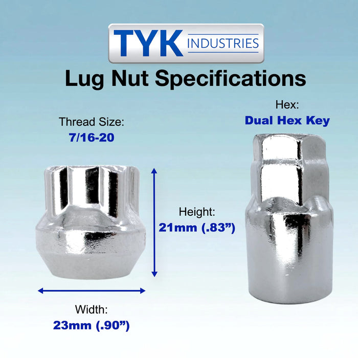 4 Chrome Open End Bulge Acorn Locking Wheel Lug Nut Set with Key - Fits Many Models, Various Sizes Available