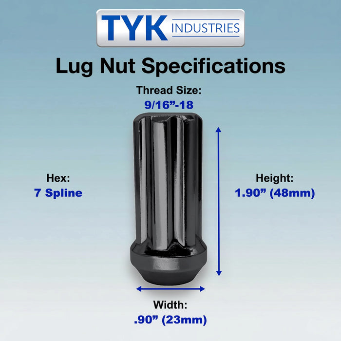 14x1.5 XL Long 7 Spline Wheel Lug Nuts - 1.9 Inch Tall - Bulge Acorn with Key - Fits Many Chevy, GMC, Lincoln, Ram, Escalade, 1500, Navigator