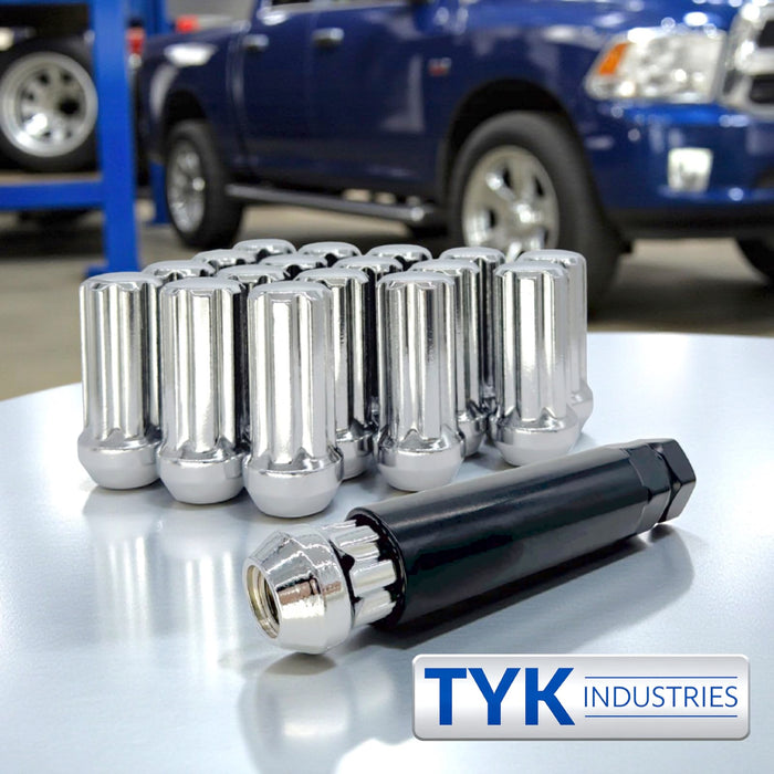 12x1.75 Long 7 Spline Wheel Lug Nuts - 1.9 Inch Tall - Bulge Acorn with Key - Fits Many Expedition, F-150, Navigator