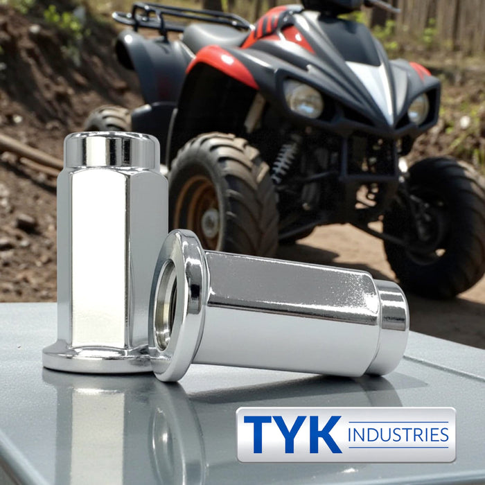 3/8 Thread Flat Base Lug Nut Set - 14mm Hex - 1.26 Inch Tall - Fits Many Polaris ATV, UTV Wheels
