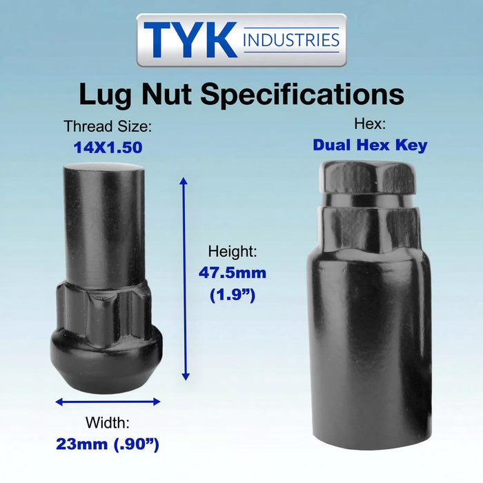 Bulge Acorn Locking Wheel Lug Nut Set with Key - 1.9 Inch Long - Fits Many Ford, Ram, Chevrolet, GMC