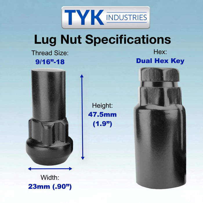 Bulge Acorn Locking Wheel Lug Nut Set with Key - 1.9 Inch Long - Fits Many Ford, Ram, Chevrolet, GMC