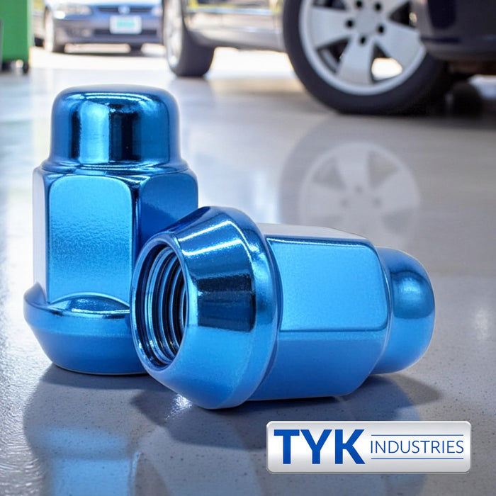 1/2 Closed End Two Piece Bulge Acorn Wheel Lug Nuts - 3/4, 19mm Hex - 1.38 Inch Tall - Fits Many Dodge, Durango, Jeep, Ford