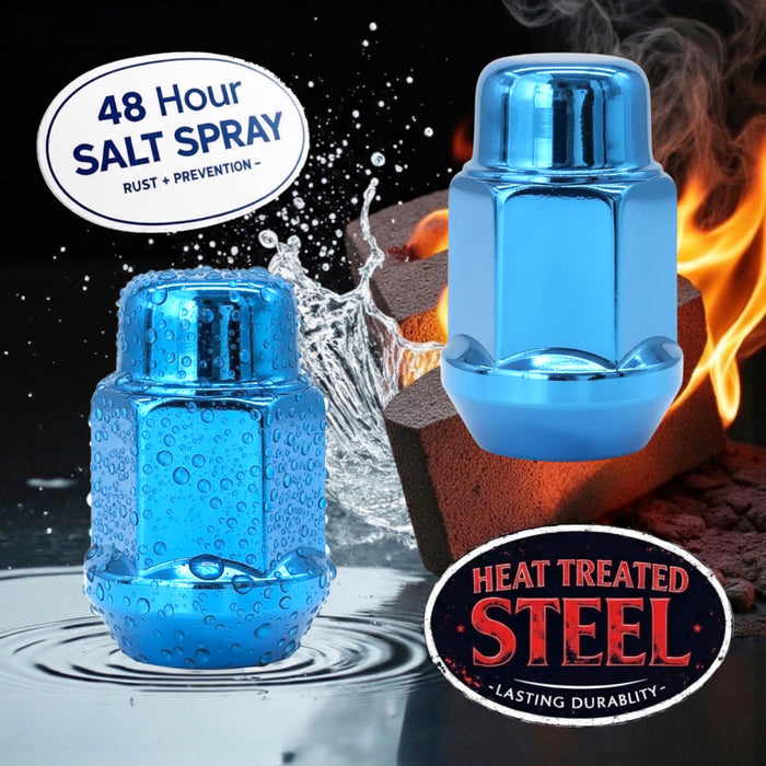 1/2 Closed End Two Piece Bulge Acorn Wheel Lug Nuts - 3/4, 19mm Hex - 1.38 Inch Tall - Fits Many Dodge, Durango, Jeep, Ford