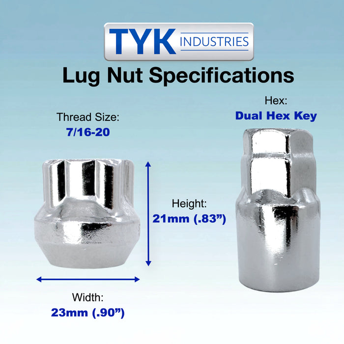 4 Chrome Open End Bulge Acorn Locking Wheel Lug Nut Set with Key - Fits Many Models, Various Sizes Available