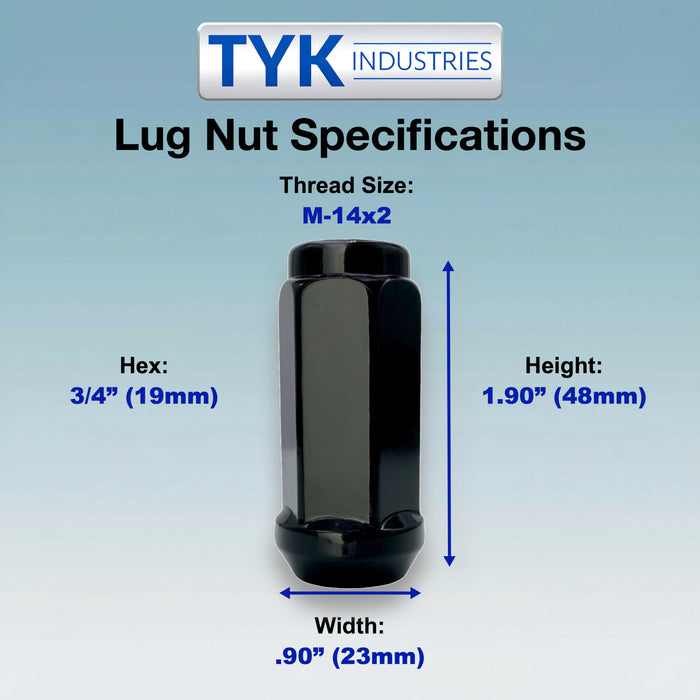 14x2 XL Long Wheel Lug Nuts - 1.9 Inch Tall - 3/4 Hex - Fits Many Ford, Lincoln, Expedition, F150, F250, Navigator