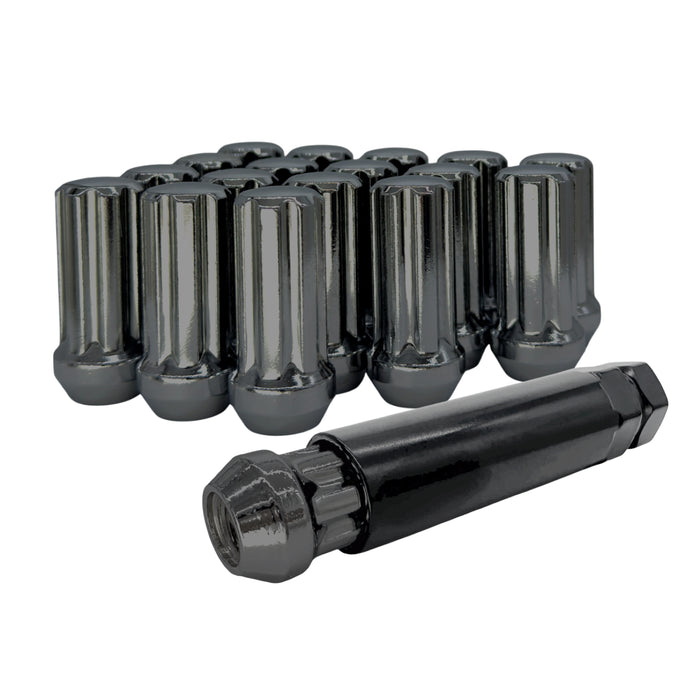 14x1.5 XL Long 7 Spline Wheel Lug Nuts - 1.9 Inch Tall - Bulge Acorn with Key - Fits Many Chevy, GMC, Lincoln, Ram, Escalade, 1500, Navigator