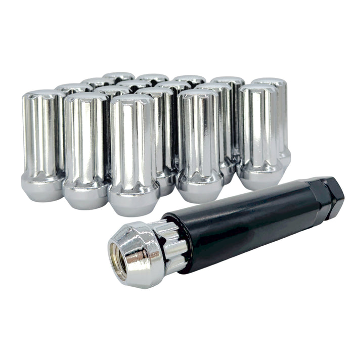 12x1.75 Long 7 Spline Wheel Lug Nuts - 1.9 Inch Tall - Bulge Acorn with Key - Fits Many Expedition, F-150, Navigator