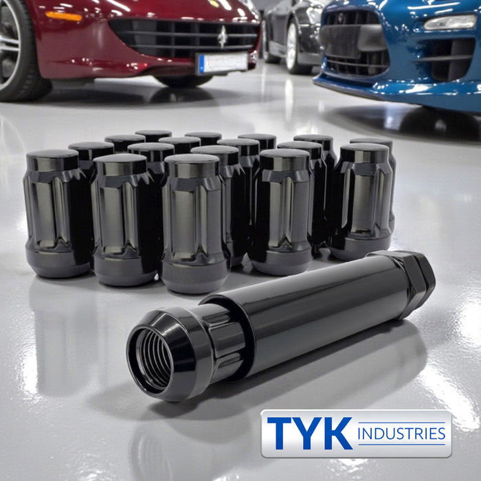 7/16 Wheel Lock Tuner Lug Nuts - 6 Spline - 1.38 Inch Tall - with Key - Fits Many Buick, Chevrolet, Pontiac, Oldsmobile