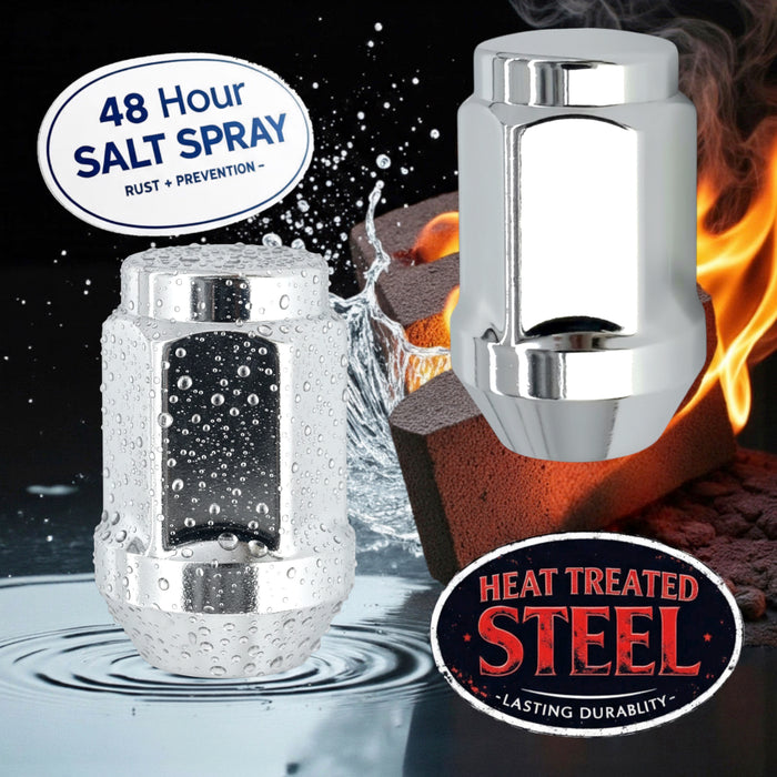 1/2 Closed End One Piece Bulge Acorn Wheel Lug Nuts - 3/4, 19mm Hex - 1.38 Inch Tall - Fits Many Boat Trailers, Buick, Cadillac, Chevrolet, Dodge, Ford, Jeep