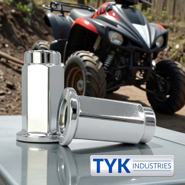 3/8 Thread Flat Base Lug Nut Set - 14mm Hex - 1.26 Inch Tall - Fits Many Polaris ATV, UTV Wheels
