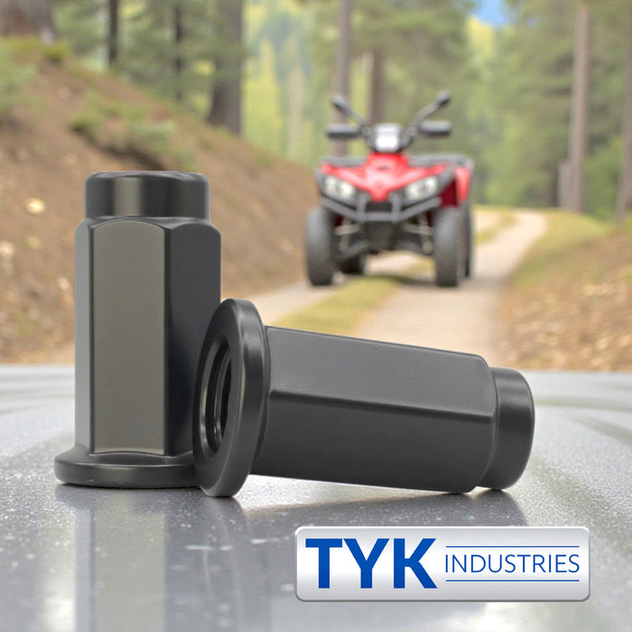 3/8 Thread Flat Base Lug Nut Set - 14mm Hex - 1.26 Inch Tall - Fits Many Polaris ATV, UTV Wheels