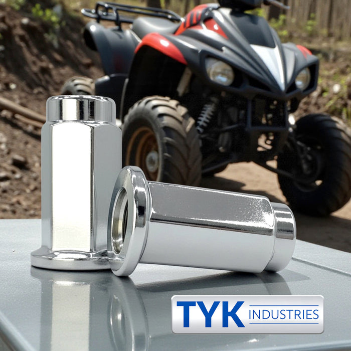 10x1.25 Flat Base Lug Nut Set - 14mm Hex - 1.25 Inch Tall - Fits Many ATV UTV Kodiak, Banshee, Rapto,r Honda, Yamaha, Suzuki ATV UTV Wheels