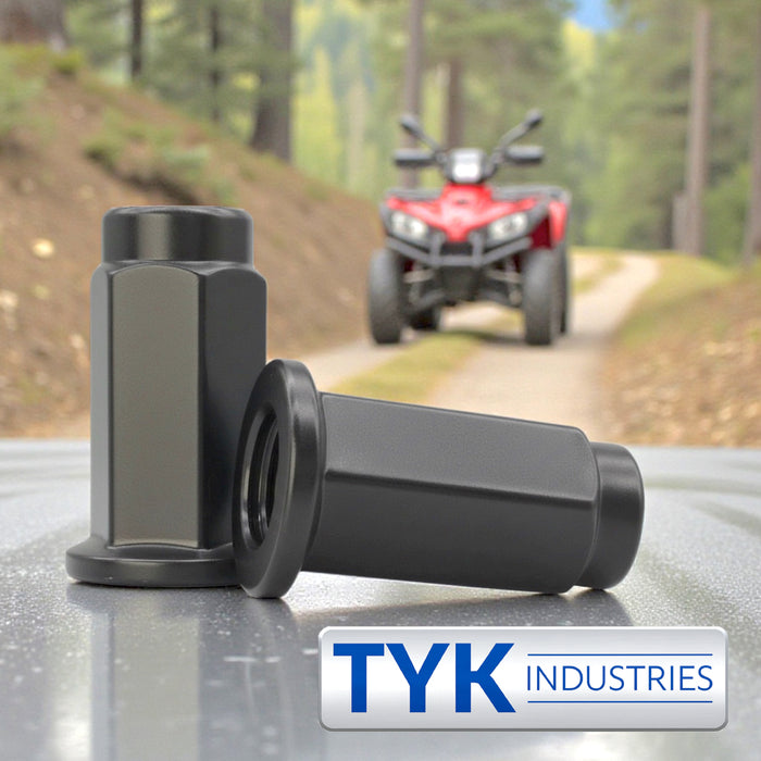10x1.25 Flat Base Lug Nut Set - 14mm Hex - 1.25 Inch Tall - Fits Many ATV UTV Kodiak, Banshee, Rapto,r Honda, Yamaha, Suzuki ATV UTV Wheels