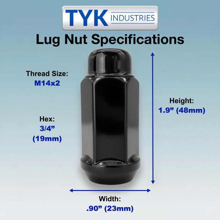 14x2 Extra Long Acorn Truck Lug Nuts -  3/4 Inch, 19mm Hex - 1.9 Inch Tall - Fits Many Lincoln Navigator, Ford F-150 and Expeditions