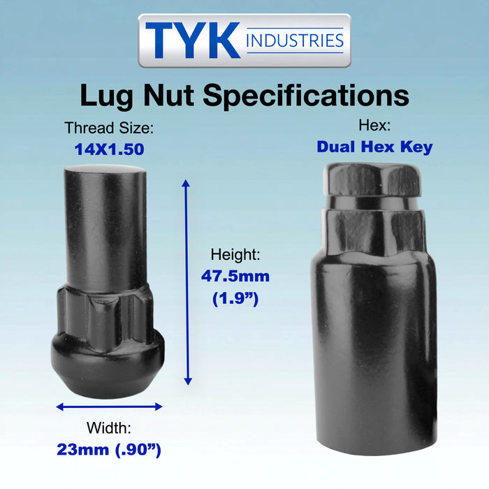 Bulge Acorn Locking Wheel Lug Nut Set with Key - 1.9 Inch Long - Fits Many Ford, Ram, Chevrolet, GMC