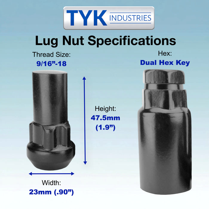 Bulge Acorn Locking Wheel Lug Nut Set with Key - 1.9 Inch Long - Fits Many Ford, Ram, Chevrolet, GMC