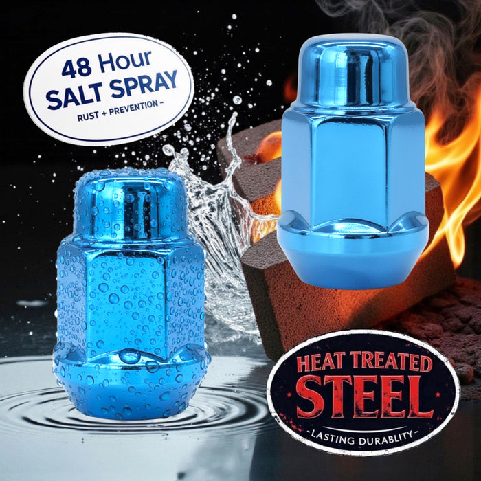 1/2 Closed End Two Piece Bulge Acorn Wheel Lug Nuts - 3/4, 19mm Hex - 1.38 Inch Tall - Fits Many Dodge, Durango, Jeep, Ford