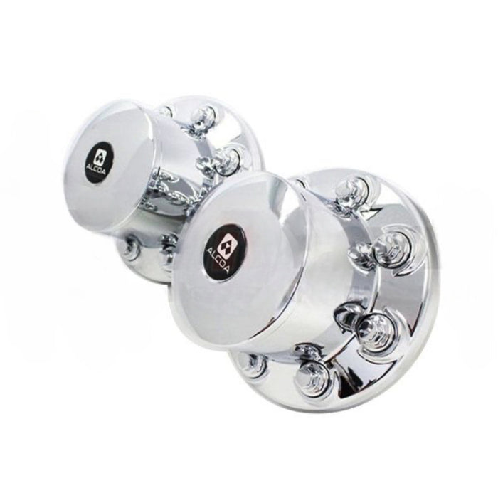 ALCOA 082133 Rear Axle Chrome Hub Caps for 8 x 275 mm Bolt Pattern for 17.5 and 19.5 inch Wheels