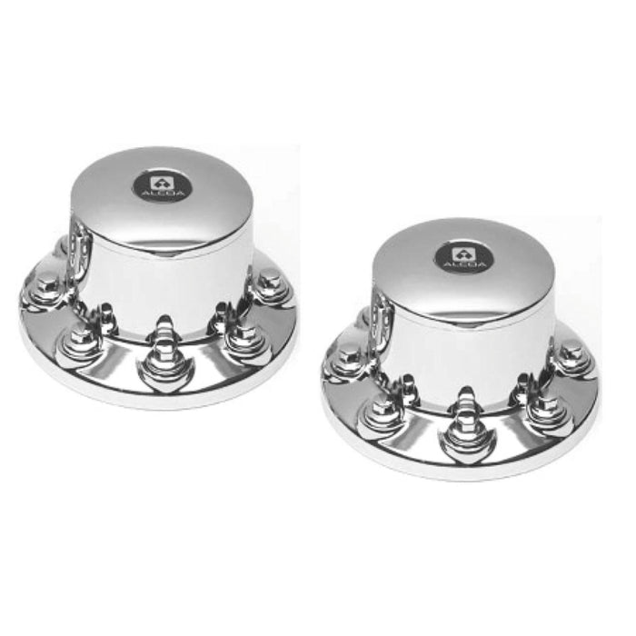 ALCOA 082133 Rear Axle Chrome Hub Caps for 8 x 275 mm Bolt Pattern for 17.5 and 19.5 inch Wheels
