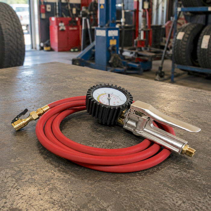 Haltec I-515-6 Dial Gauge Hand Held Heavy Duty Tire Inflator with CH-360OP Air Chuck