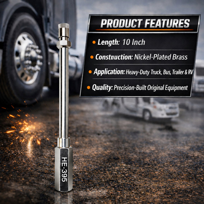 4 Pack - Haltec HE-395 | 10 Inch Long Valve Stem Extender Rods | Heavy Duty Tire Valve Stem Extensions for Commercial Trucks, RVs, Trailers