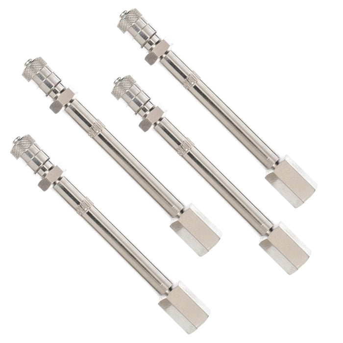 4 Pack - Haltec HE-373 5-1/8 Inch Long Valve Stem Extender Rods | Heavy Duty Tire Valve Extensions for Commercial Trucks, RVs, Trailers | Corrosion-Resistant Nickel Plated Finish