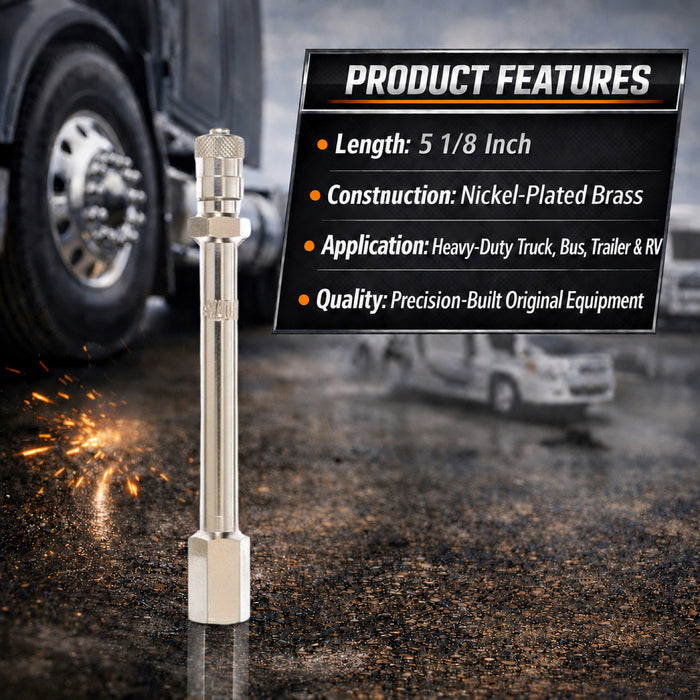 4 Pack - Haltec HE-373 5-1/8 Inch Long Valve Stem Extender Rods | Heavy Duty Tire Valve Extensions for Commercial Trucks, RVs, Trailers | Corrosion-Resistant Nickel Plated Finish
