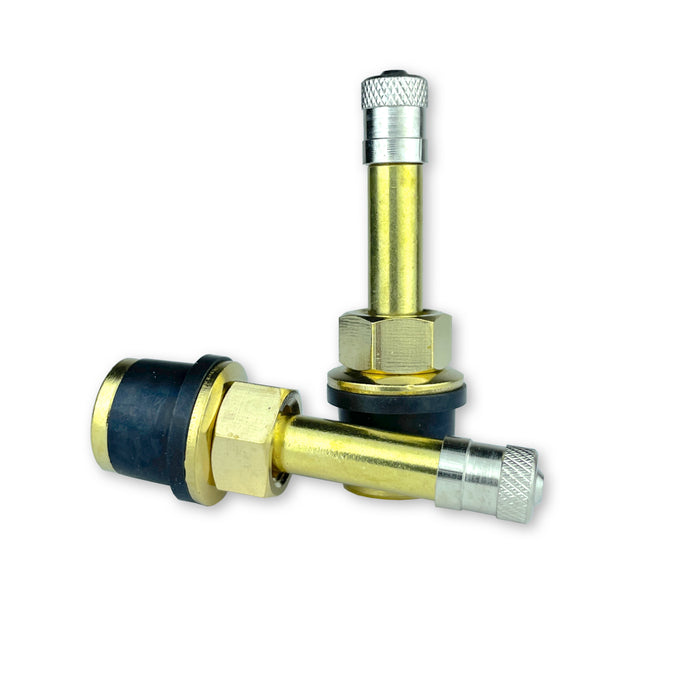 2 Pack - Haltec QS-500 Quikstem 2 inch Straight Push Through Brass Valve Stems for OTR and Farm Tire .625 inch Valve Stem Holes. For Quick Stem Emergency Valve Stem Replacements.