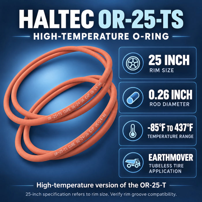 2 PACK - Haltec OR-25-TS - 25 inch High Temperature Red Silicon Wheel O-Rings - .26 Inch Diameter - 15.5x25, 17.5X25, 20.5X25 Earth Mover Grader