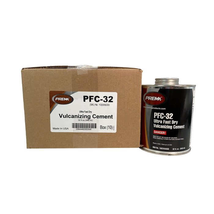 PREMA PFC Ultra Fast Dry Vulcanizing Tire Patch Cement in Can with Built in Brush Top For Tire Repair - available in 8oz (PFC-8) or 32oz (PFC-32) sizes