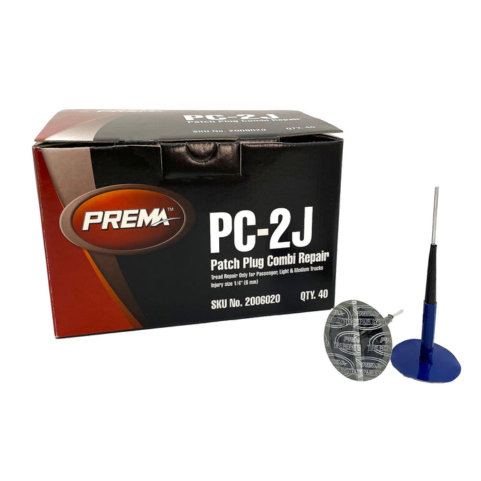 PREMA Combi Tire Repair Units w/ Wire Lead- Tire Patch and Plug Combination Unit for Permanent Flat Tire Repair. Use in Automotive, Truck, Agricultural Farm Tire Repair - Available in Various Sizes and Quantities