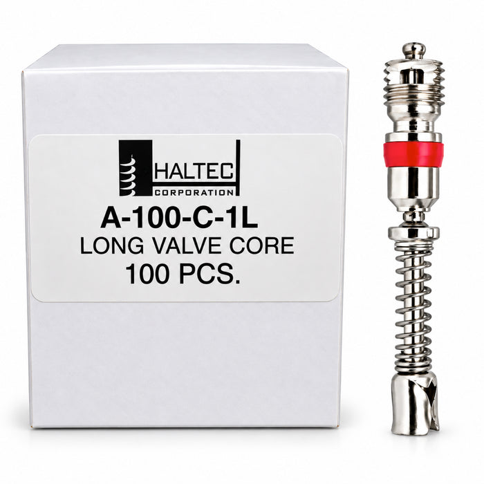 100 Pack - HALTEC A-100-C-1L Heat Resistant STANDARD BORE LONG Valve Stem Cores for Car Truck Bus