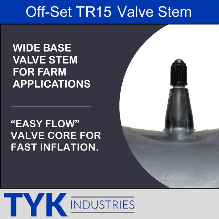 4.00-15, 5.00-15, 5.90-15 Tri Rib Farm Implement Tractor Tire Inner Tube with a TR15 Valve Stem by TYK Industries