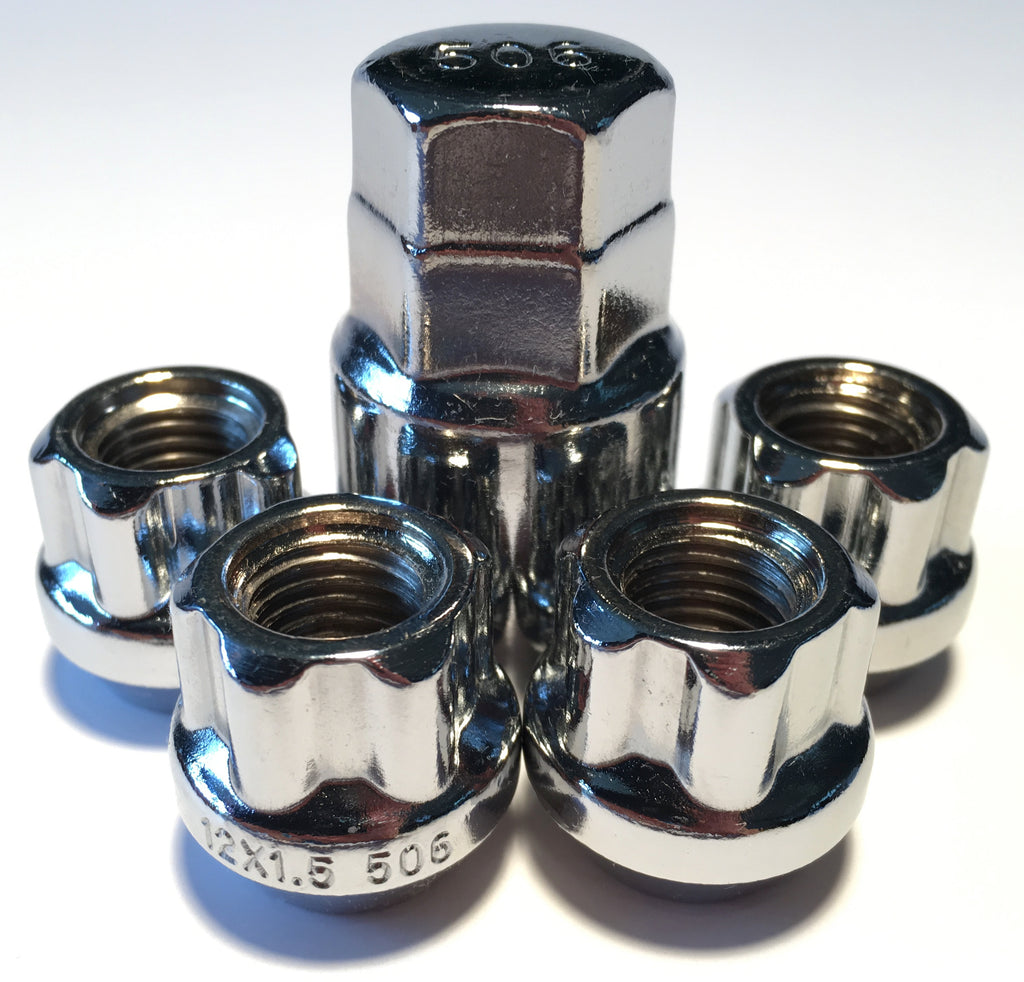 まるノオト Chrome Bulge Acorn 12X1.5 Locking Lug Nut Wheel Lock Kit fits