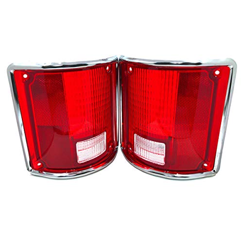 Left and Right Hand Chrome Trim Tail Light Lens Set that fits 1973-91 Chevy C10 Pick Up Truck by TYK Industries