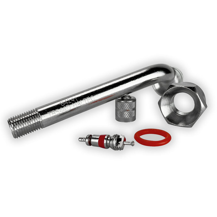 Fifty TR544D 60 Degree Bend O-ring Valve Stems. Nickel Plated Brass Clamp-in Valve Stems designed for 22.5 and 24.5 Alcoa Truck and Bus Wheels with 9.7mm Valve Holes. TV-544D Haltec Valve Stems.