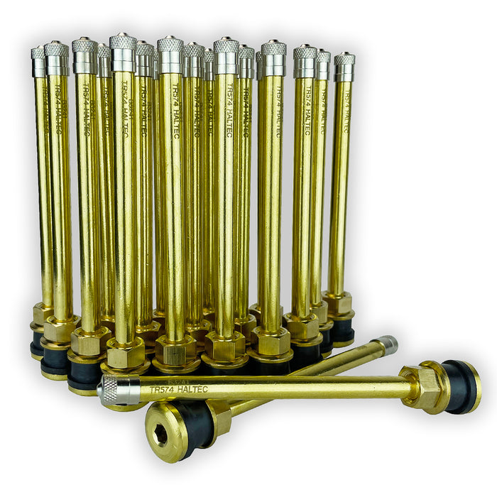 TR574A 5 inch Straight Truck and Bus Tire Brass Valve Stem for 22.5 and 24.5 Wheels with 0.625 (5/8 inch) inch Valve Holes. TV-574A Haltec Valve Stem.