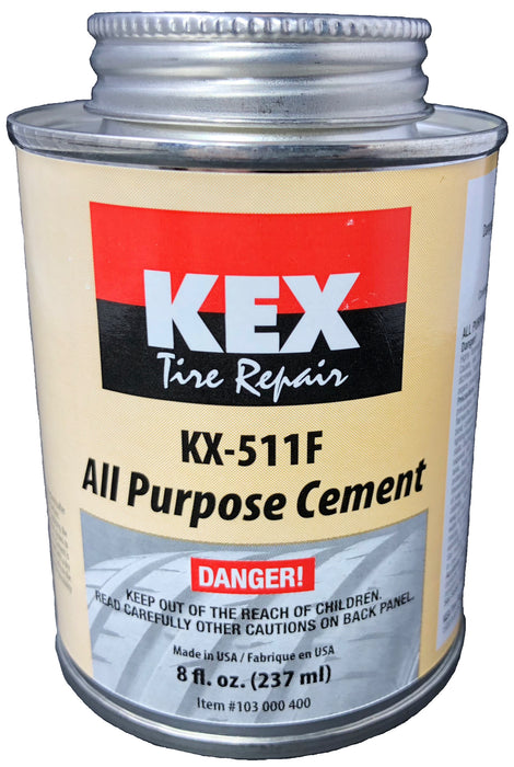 Kex Cold Vulcanizing Rubber Tire and Tube Patch Plug Repair Cement Glue 8oz can