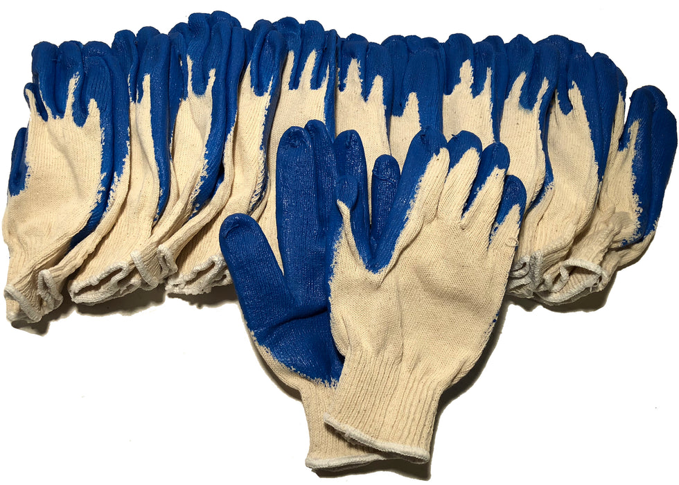 Liberty Glove Blue Palm Heavy Duty Latex Dipped White Stretch Knit Work Gloves