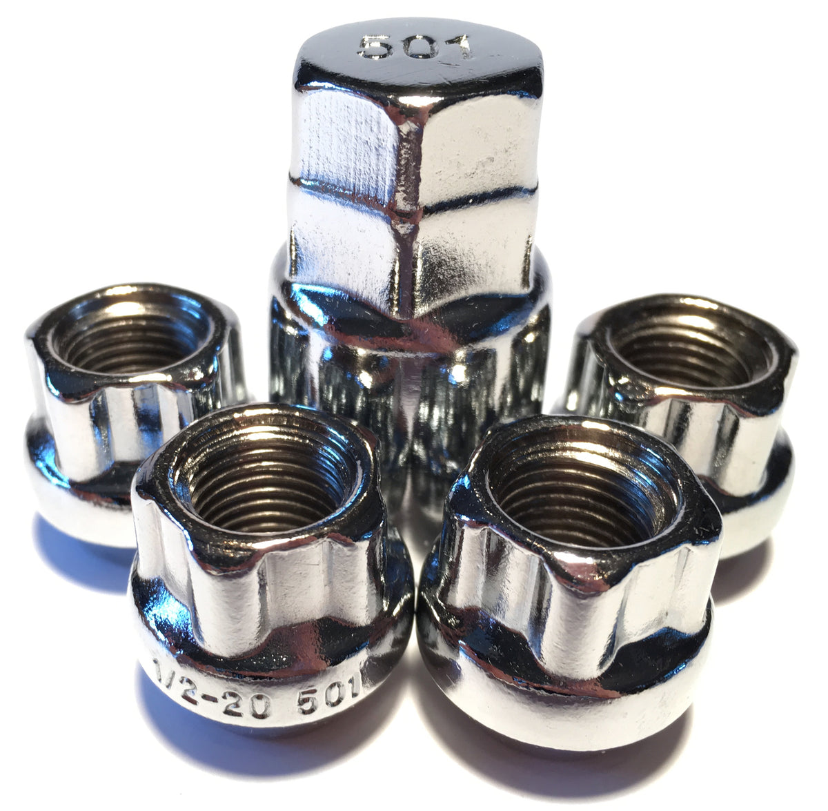 Chrome Bulge Acorn 1/2-20 Open End Locking Lug Nu Wheel Lock Set for J ...