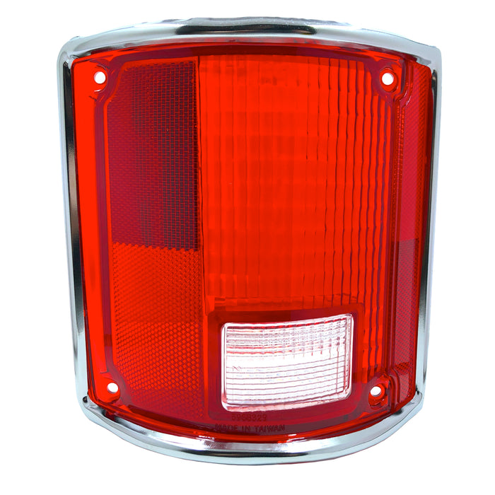 Left Hand Tail Light Lens for 1973-91 Chevy C10 Pickup Truck with Chrome Trim
