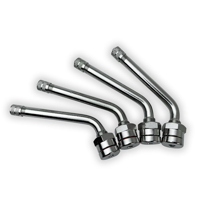 TR545D 60 Degree Bend O-ring 3 inch Valve Stem. Nickel Plated Brass Clamp-in Valve Stems designed for 22.5 and 24.5 Alcoa Truck Wheels with 9.7mm Valve Holes. TV-545D Haltec Valve Stem.