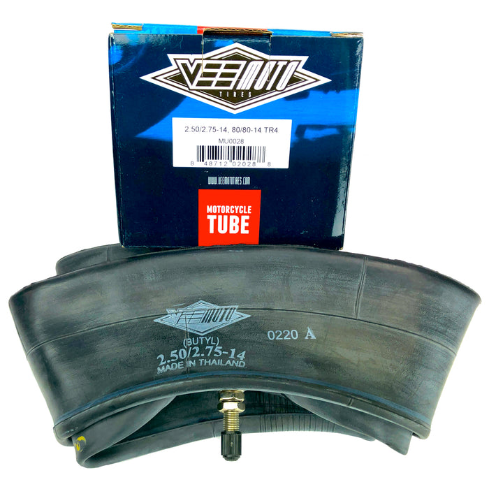 2.50/2.75-14 Vee Moto Motorcycle Inner Tube With a TR4 Valve Stem